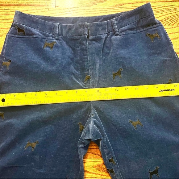 Lilly Pulitzer Blue Corduroy Velour Pants with Black Dog Embroidery Size 6 - Picture 4 of 8